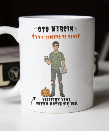 Personalizowany kubek Halloween dla mężczyzny z postacią ze zdjęcia