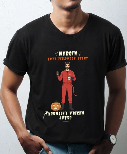 Personalizowana koszulka Halloween dla mężczyzny z postacią ze zdjęcia