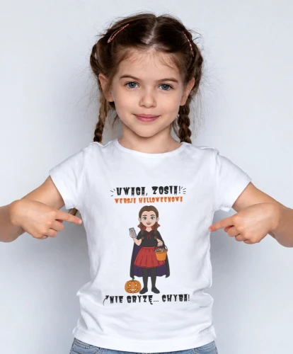 Personalizowana koszulka na Halloween dla dziewczynki z postacią ze zdjęcia