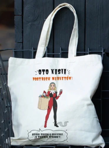 Personalizowana torba na zakupy dla kobiety z postacią ze zdjęcia