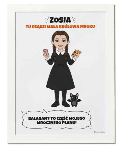Personalizowany plakat do pokoju dziewczynki - mroczna bohaterka ze zdjęcia
