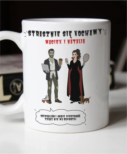 Personalizowany kubek dla pary ze zdjęcia - Strasznie się kochamy