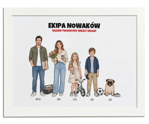 Plakat rodzinny z własnymi portretami