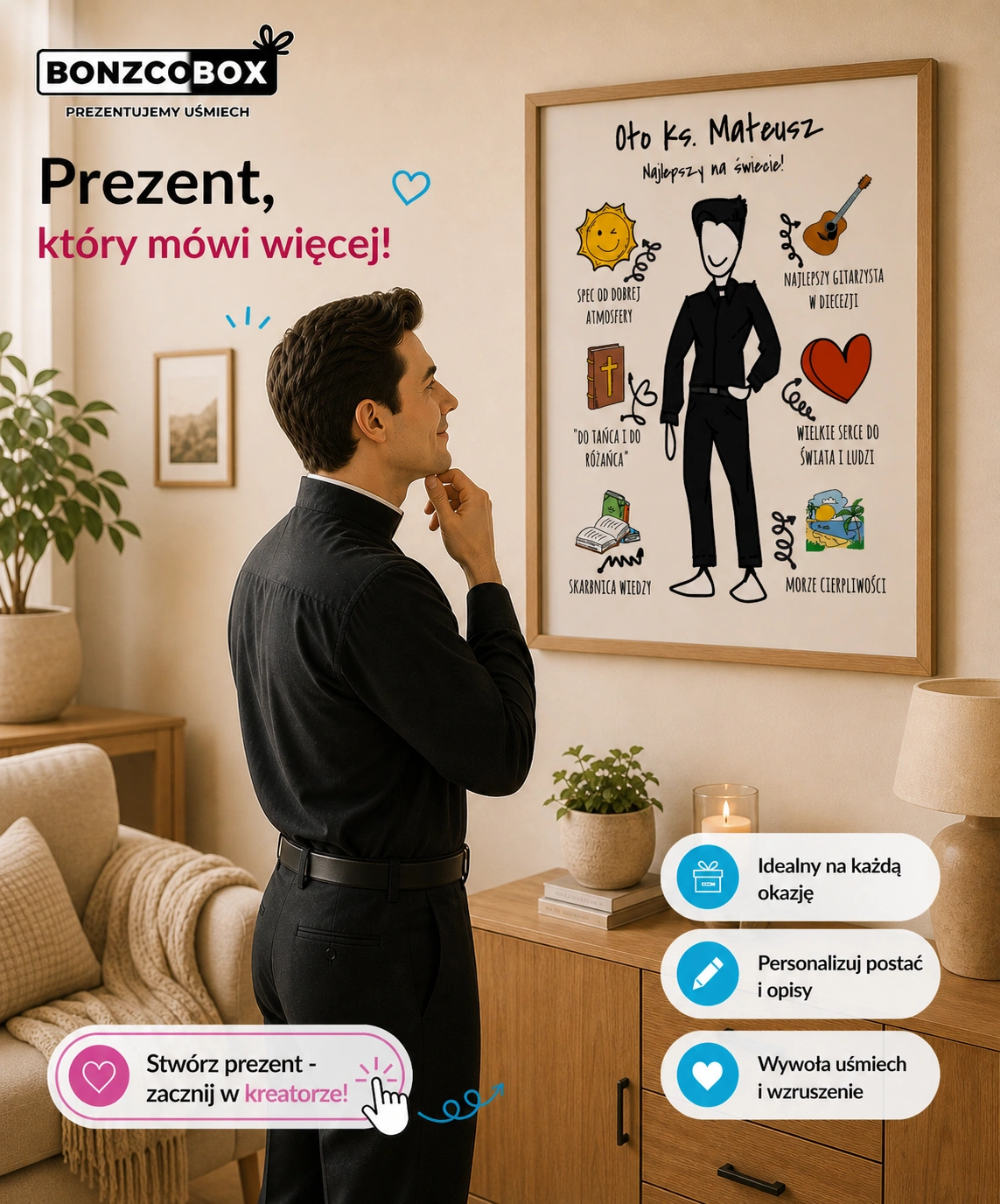 personalizowany plakat dla księdza podziękowanie i pamiątka
