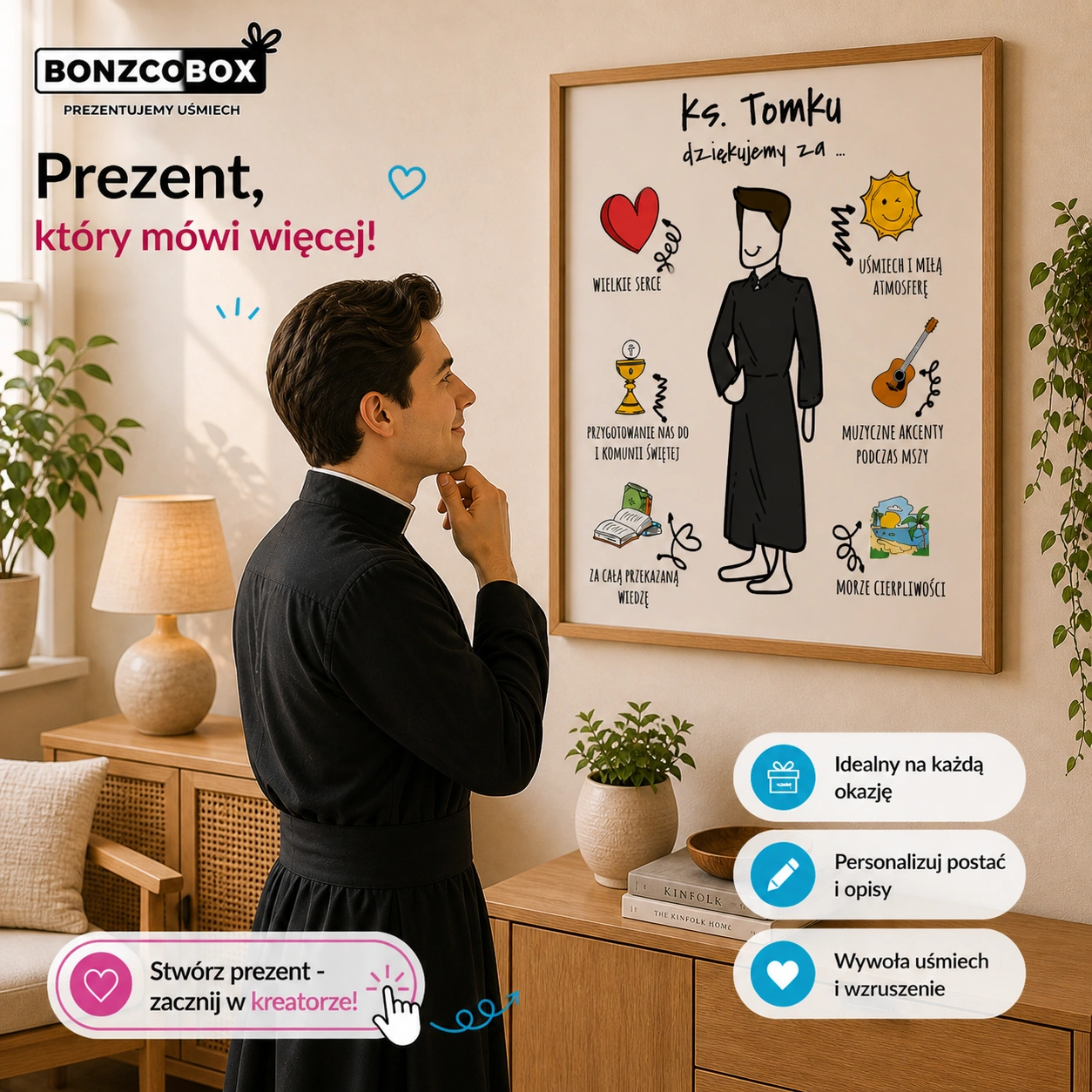 personalizowany plakat podziękowanie dla księdza