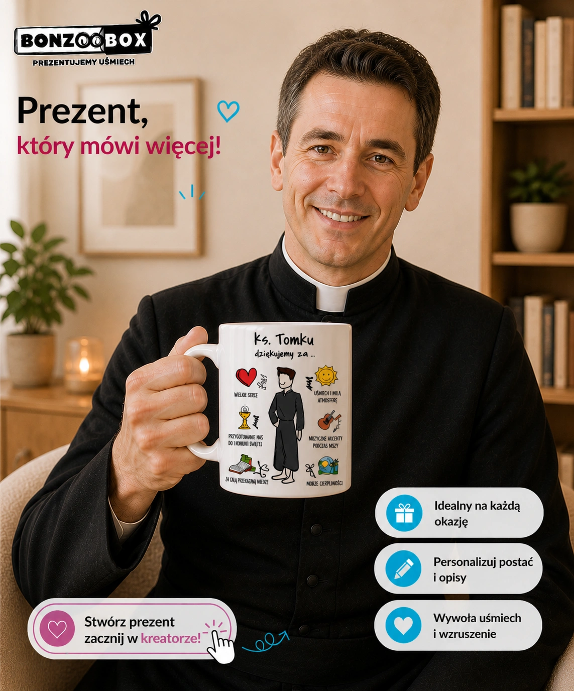 personalizowany kubek podziękowanie dla księdza